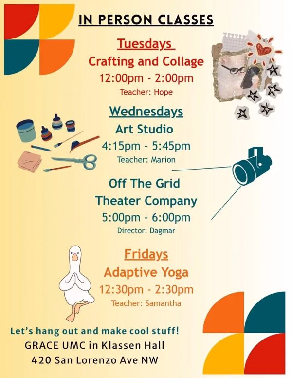ADAC Arts Connections In-Person Classes! Every week!